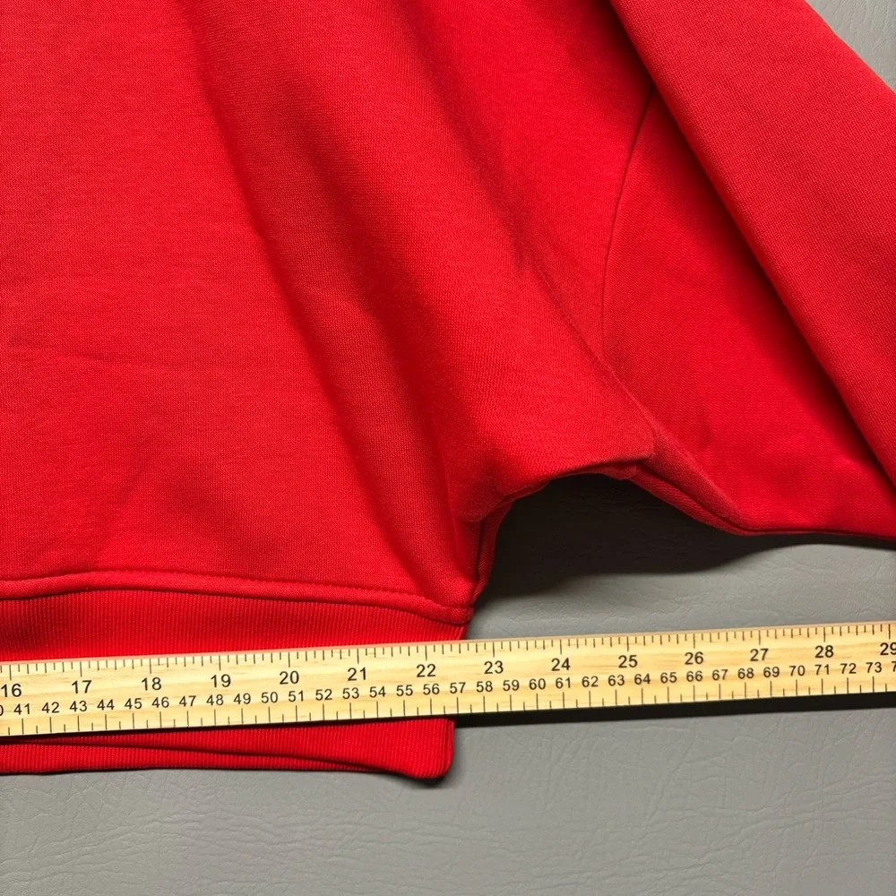 ✨Adidas Women's ESS CREW FL Red Sweatshirt Size L - Picture 9 of 11